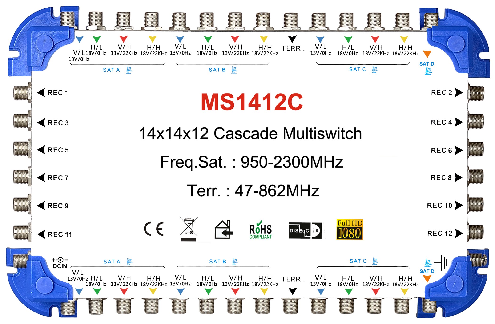14x12 satélite multiswitch, Cascade multiswitch