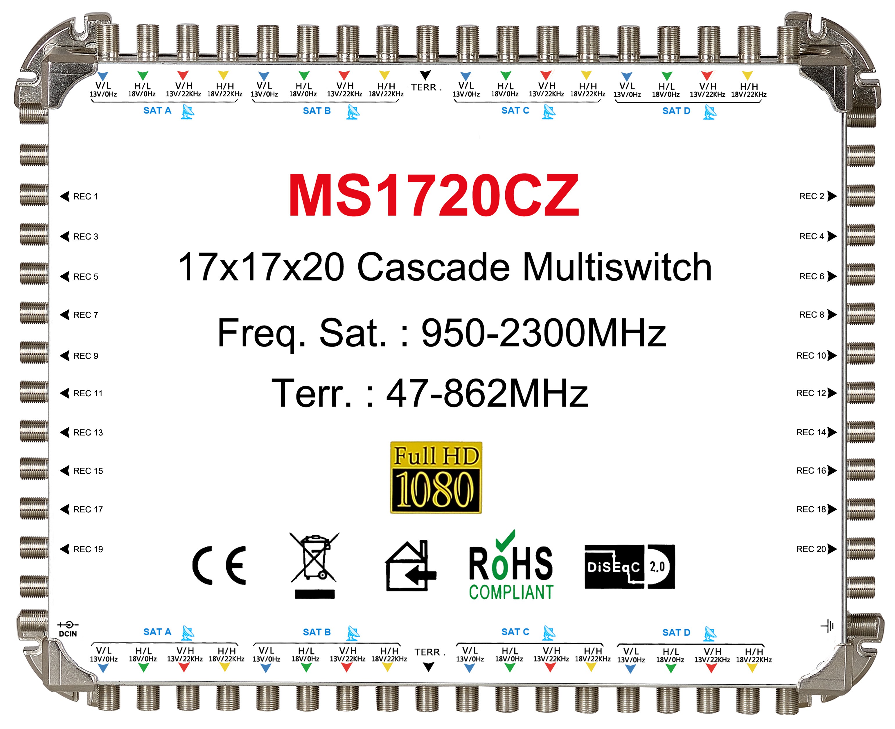 17x20 satélite multi-switch, Cascade multiswitch