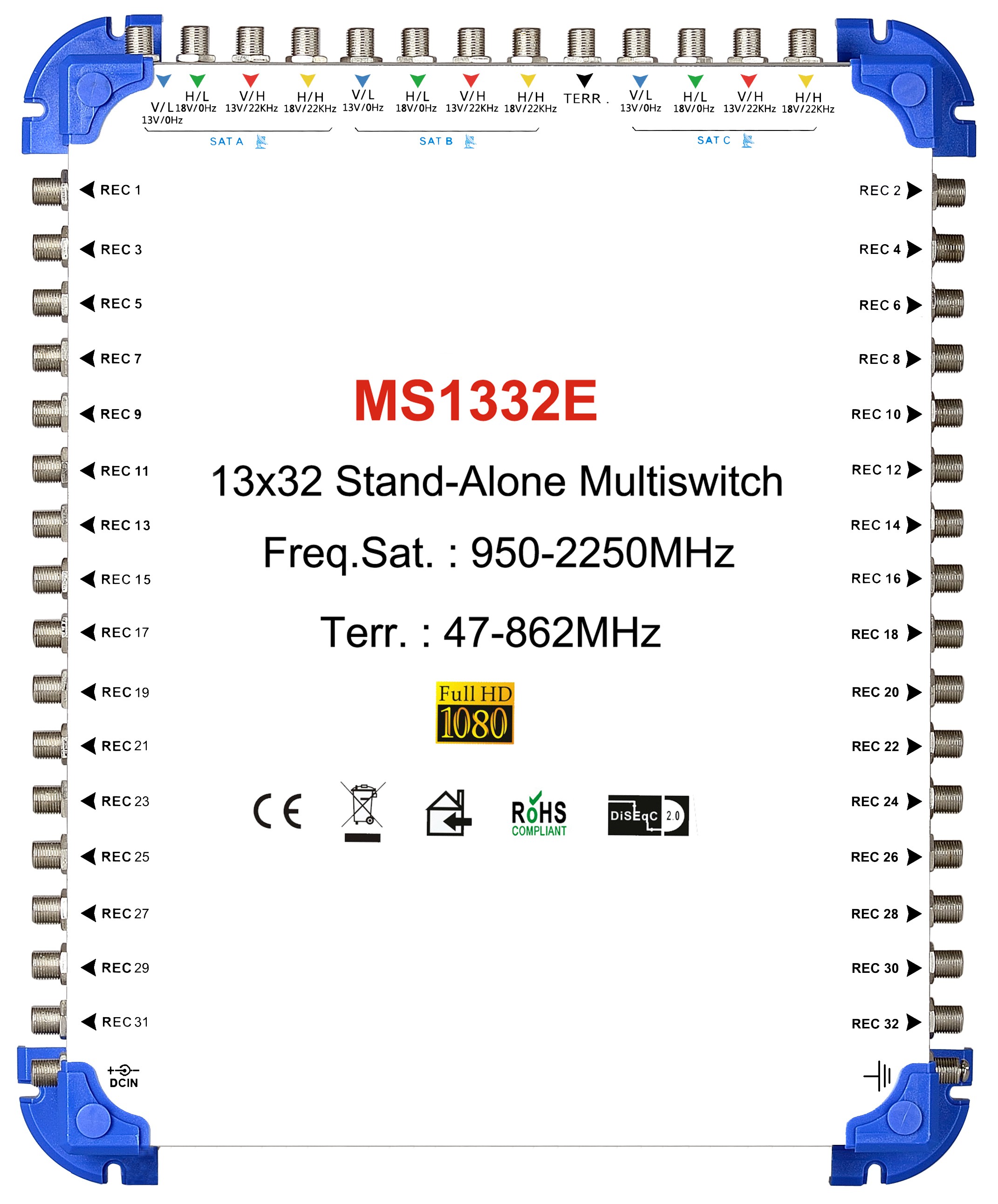 13x32 satélite multi-switch, stand-alone multiswitch