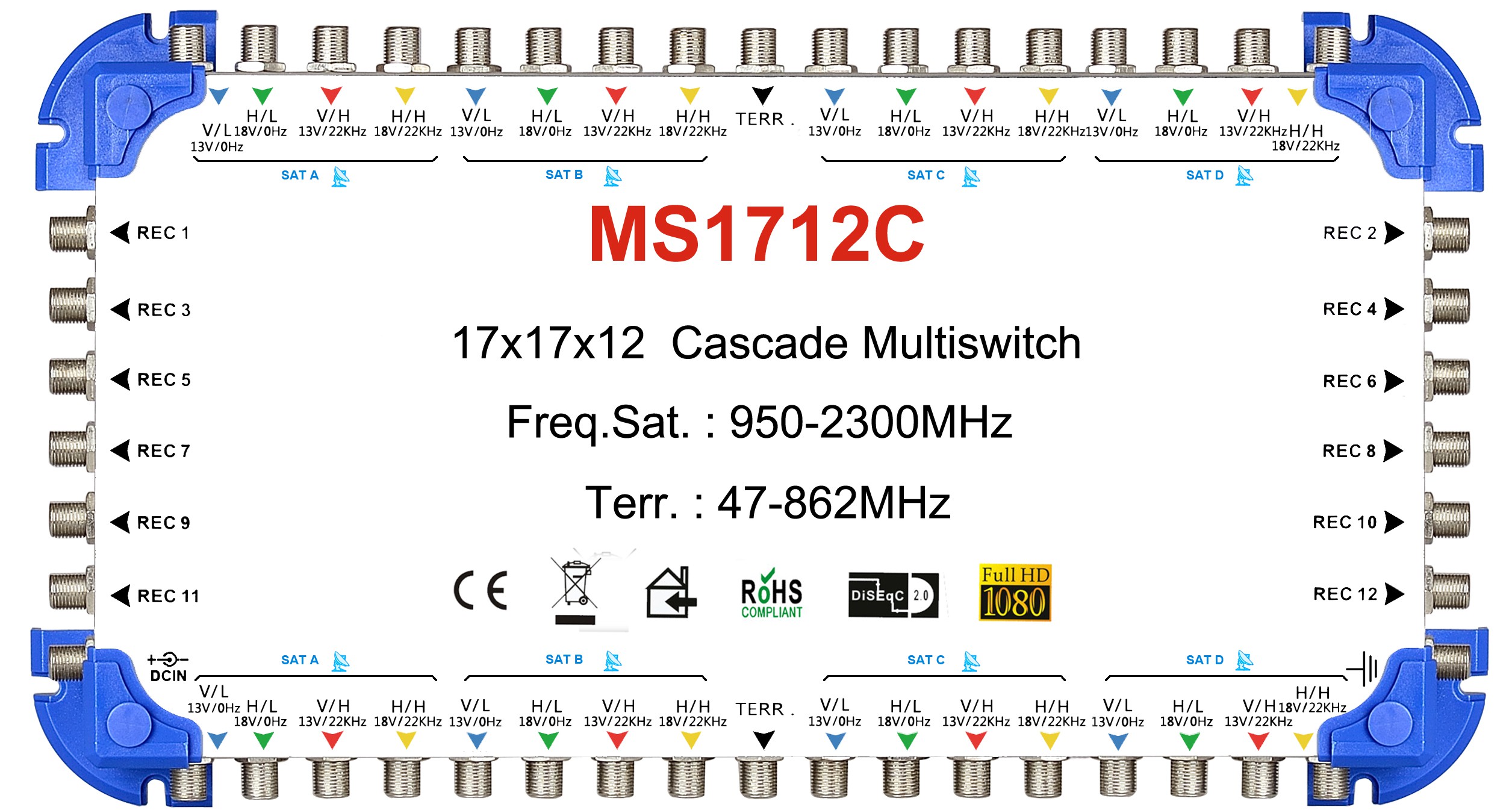 17x12 satélite multi-switch, Cascade multiswitch