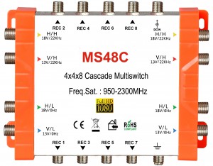 4x8 satélite multiswitch, Cascade multiswitch