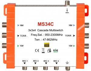 3x4 satélite multi-switch, Cascade multiswitch