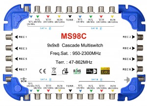 9x8 satélite multi-switch, Cascade multiswitch