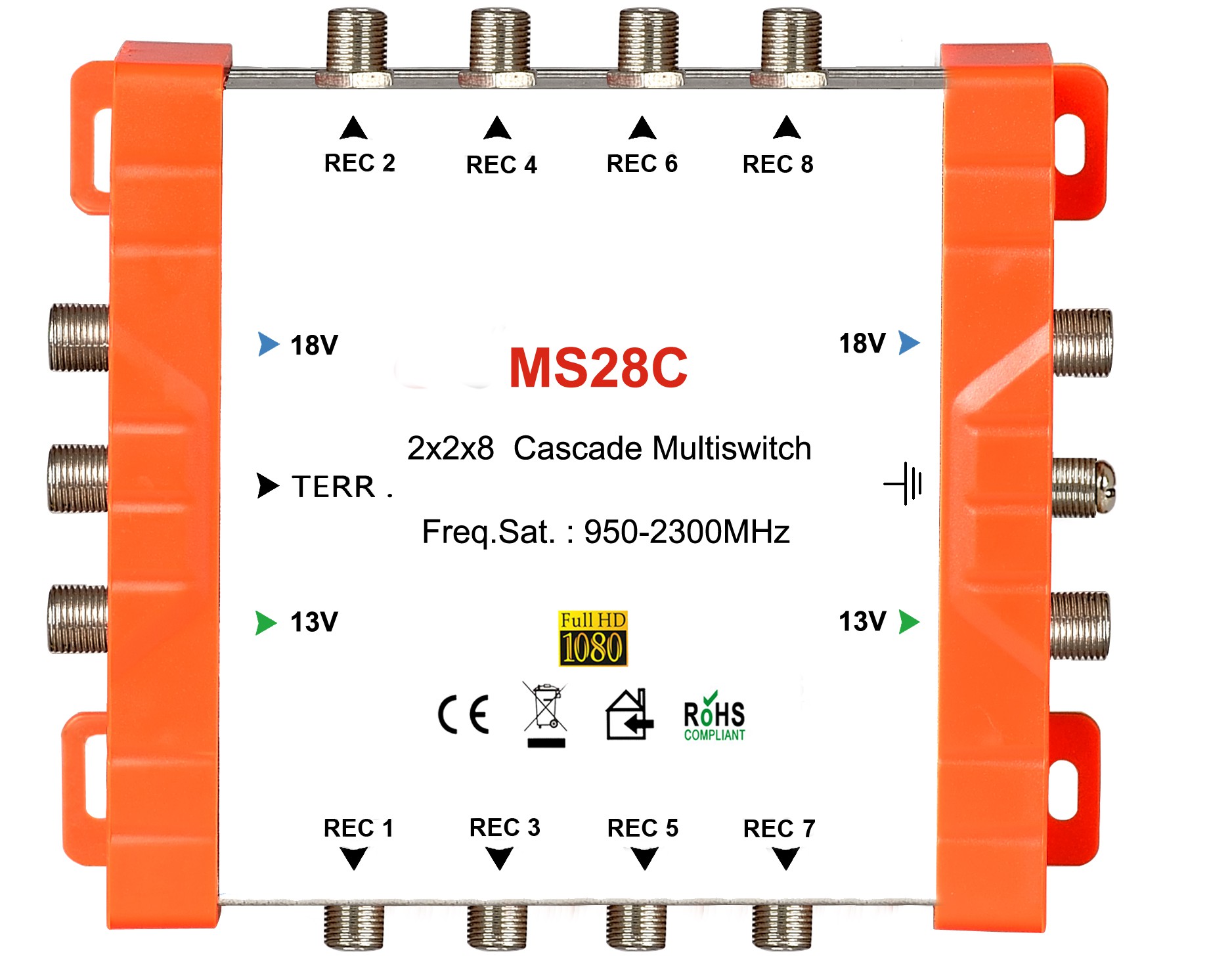 2x8 satellite multi-switch, Cascade multiswitch