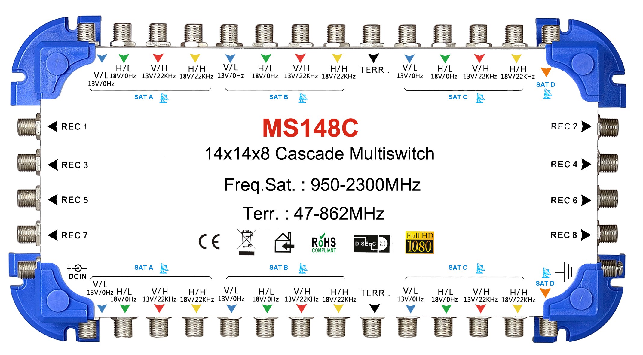 14x8 satélite multi - Switch, Cascade multi - Switch