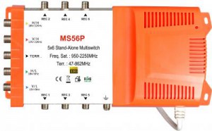 5x6 satélite multi-switch, stand-alone multiswitch, com fonte de alimentação