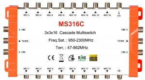 3x16 satélite multi-switch, Cascade multiswitch
