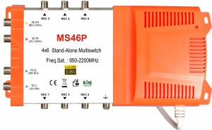 4x6 satellite multi-switch, Stand-Alone multiswitch, with power supply