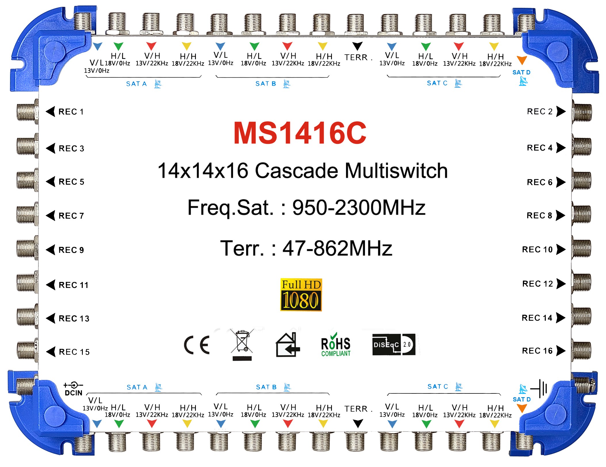 14x16 satellite multi-switch, Cascade multiswitch