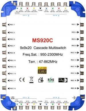 9x20  satellite multi-switch, Cascade multiswitch