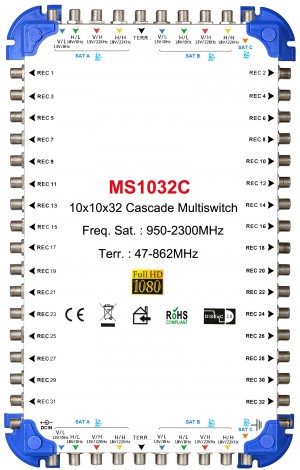 10x32 satélite multi-switch, Cascade multiswitch