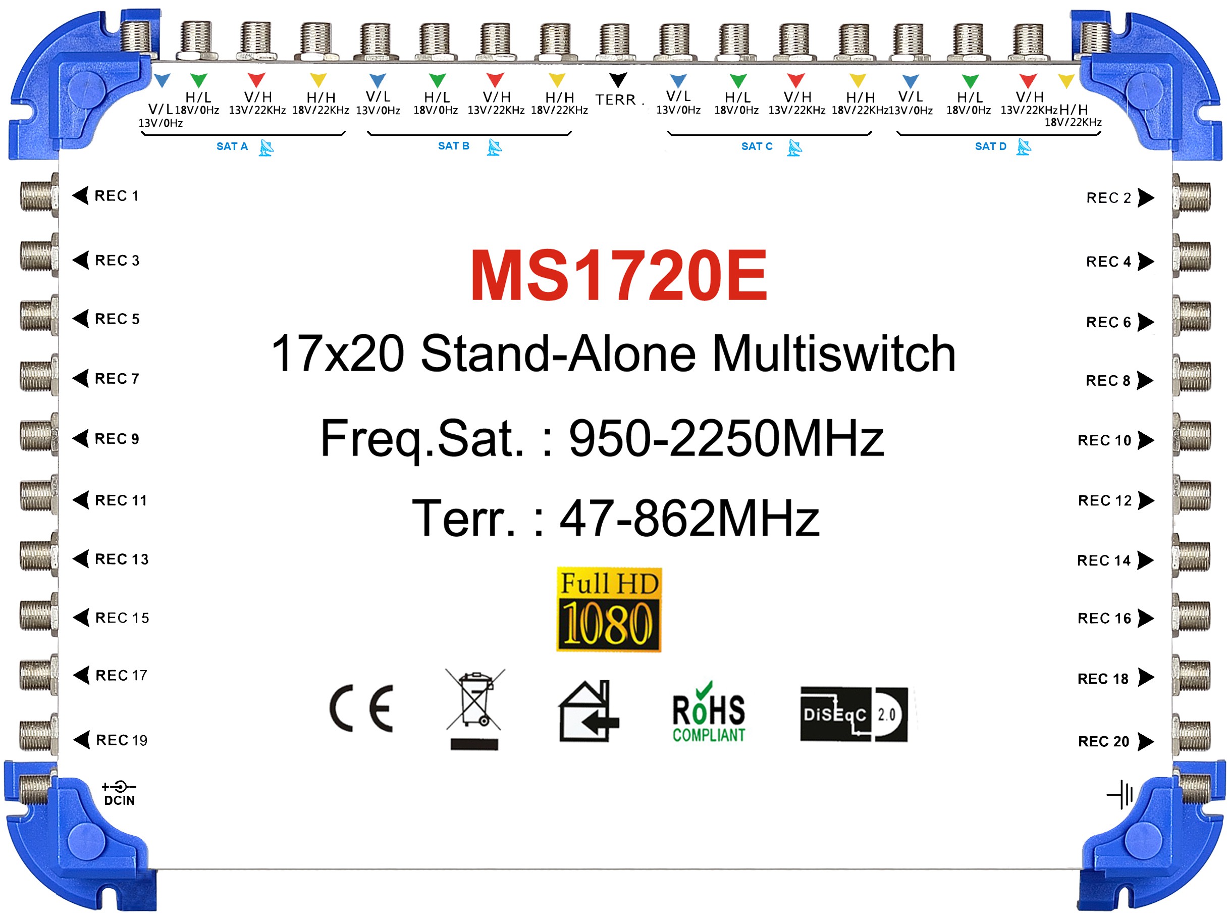 17x20 satélite multi-switch, stand-alone multiswitch