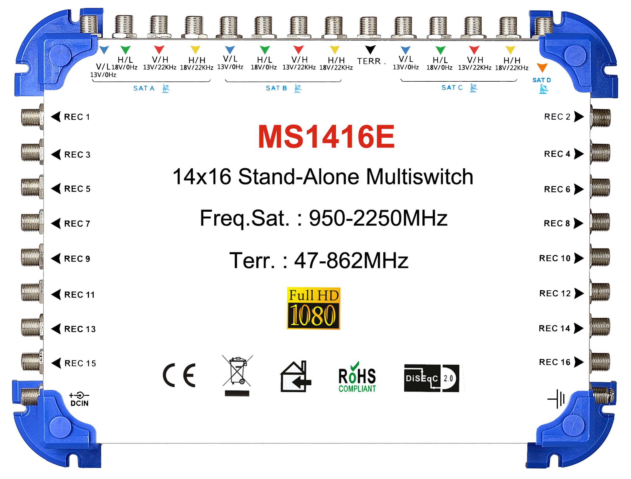 14x16 satélite multi-switch, stand-alone multiswitch