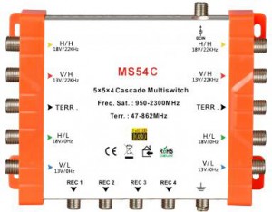 5x4 satélite multi-switch, Cascade multiswitch