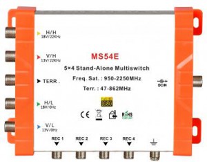 5x4 satélite multi-switch, stand-alone multiswitch