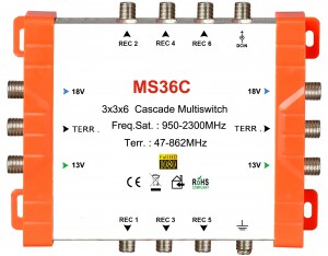 3x6 satellite multi-switch, Cascade multiswitch