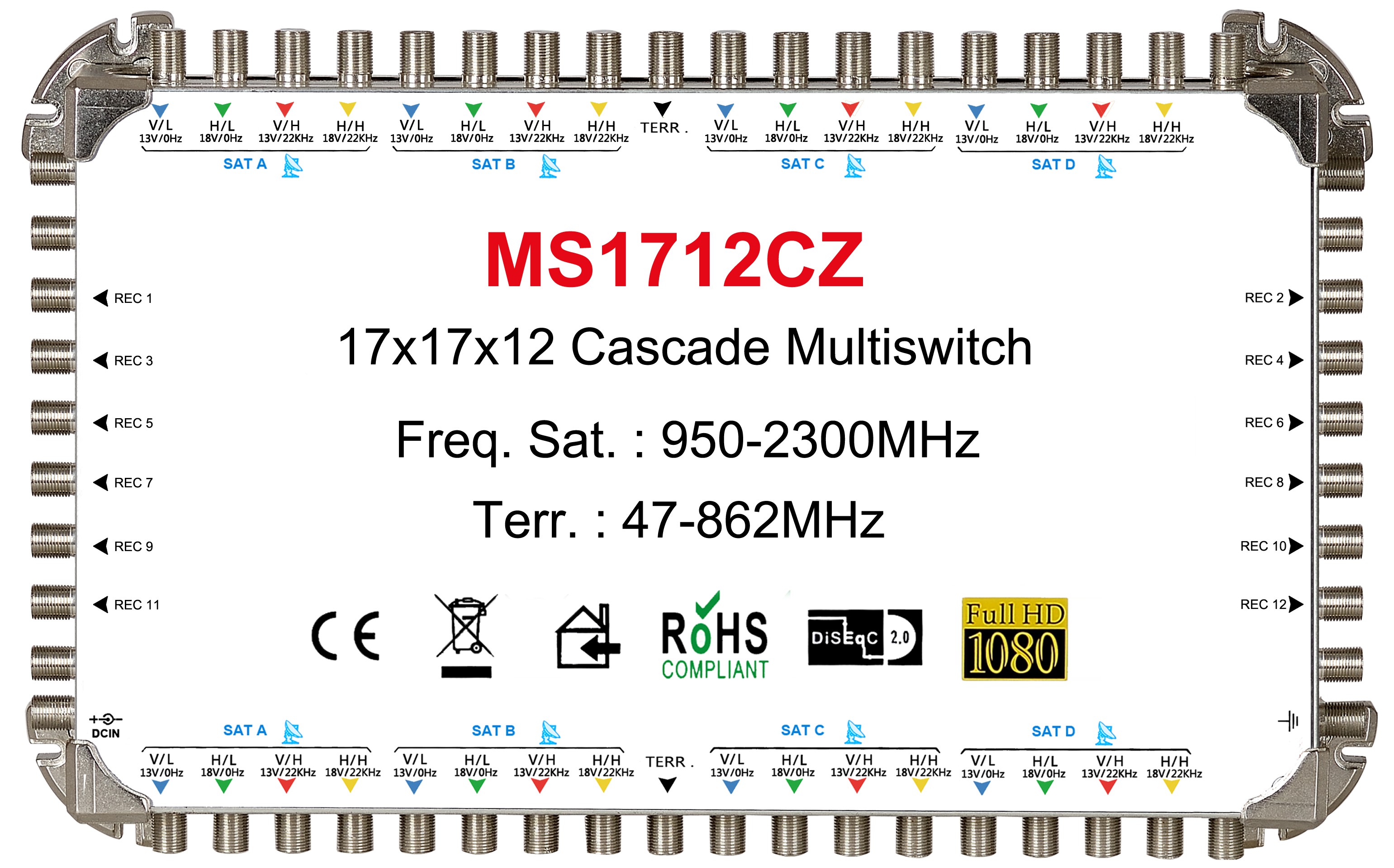 17x12 satélite multi-switch, Cascade multiswitch